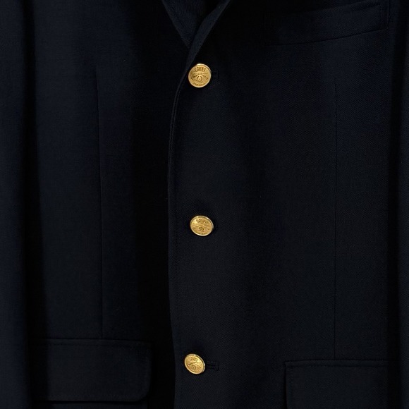 Orvis Blazer 42 Long Navy Blue Gold Buttons Sport Coat Made in USA Wool Blend - Picture 3 of 9
